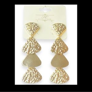 Earrings-GREAT GIFT Hammered Triangle Tier Metal Post 2.75” length